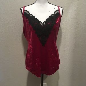 Velvet and lace stretch cami